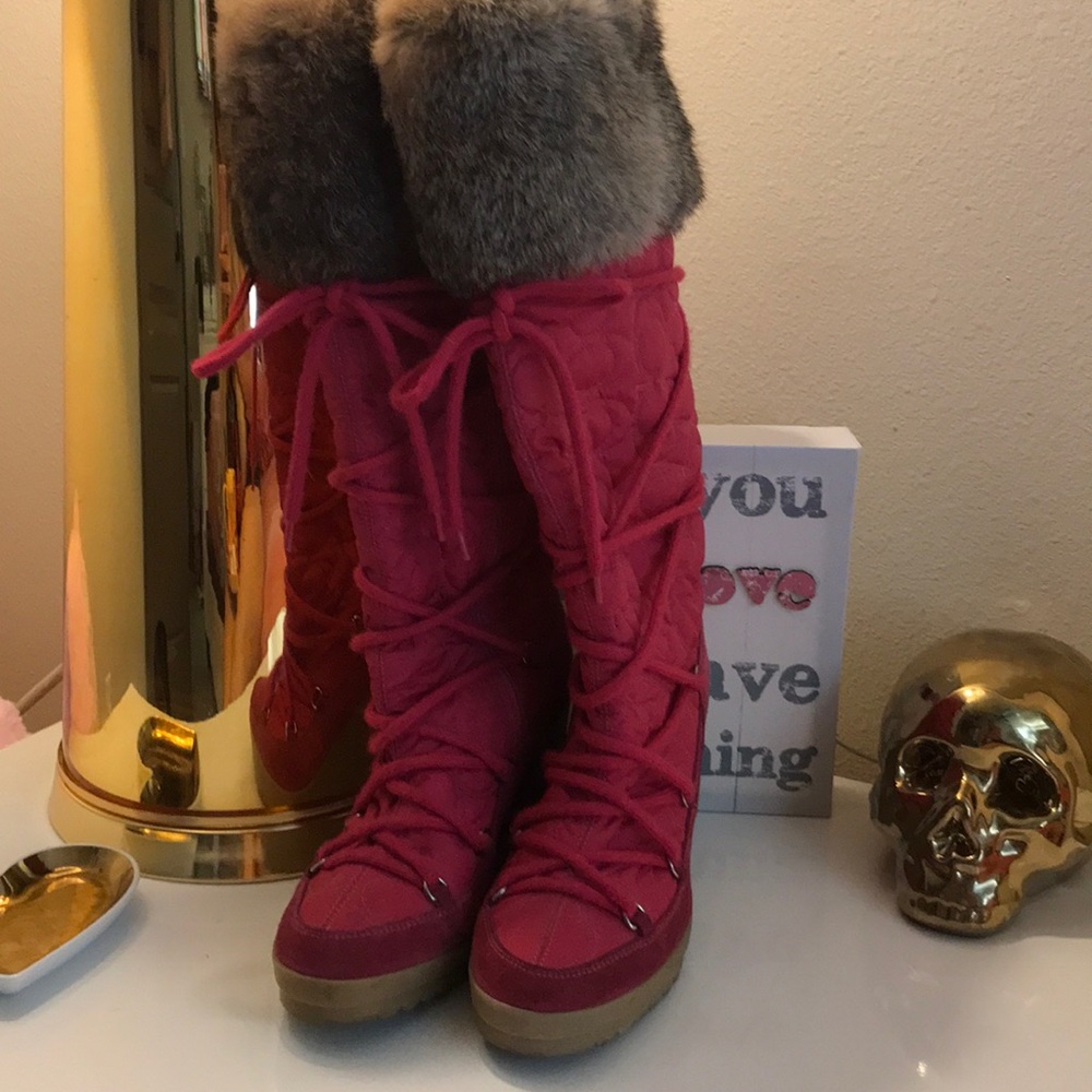Coach signature fur boots